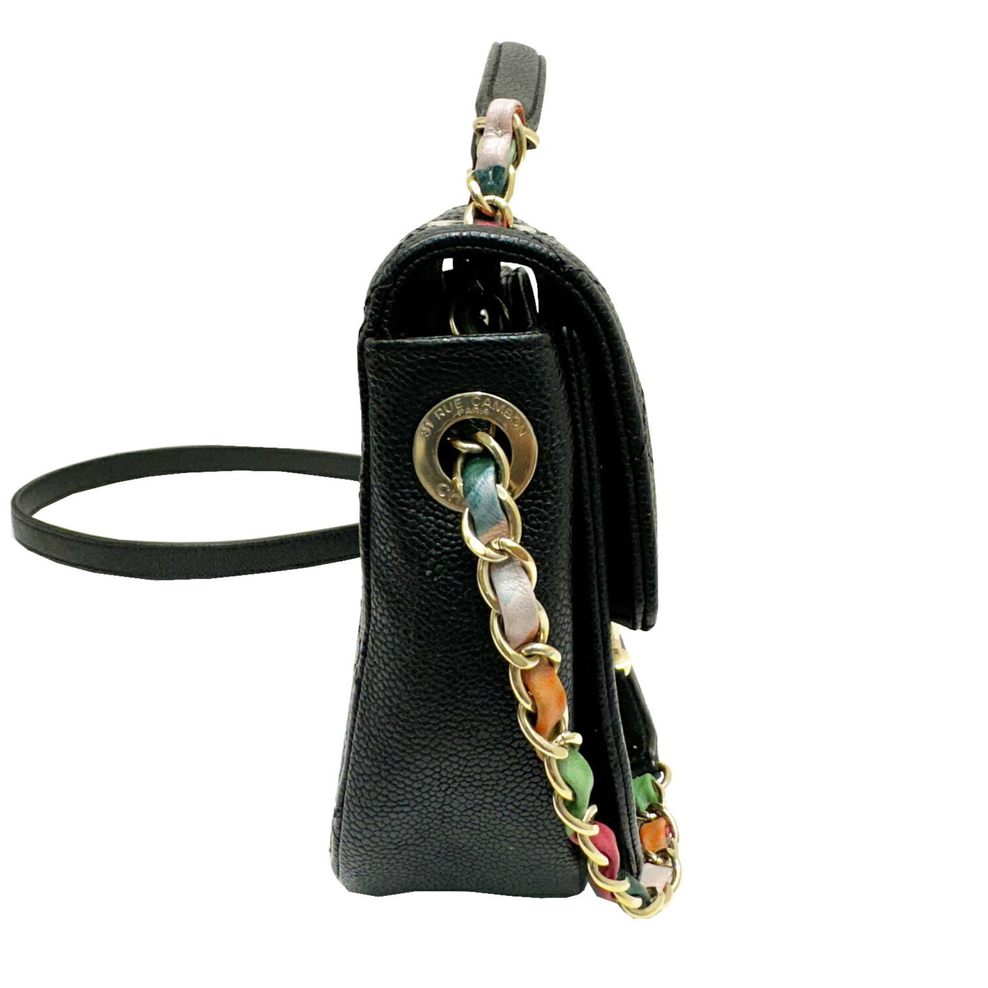 CHANEL Chanel Matelasse Chain Shoulder Coco Mark Caviar Skin Black A93660 23 Series Handbag Bag Women's