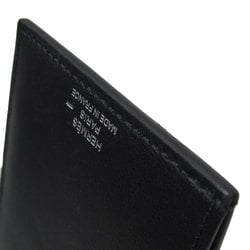 Hermes HERMES Business Card Holder/Card Case Leather Black Beige Men's Women's w0457a