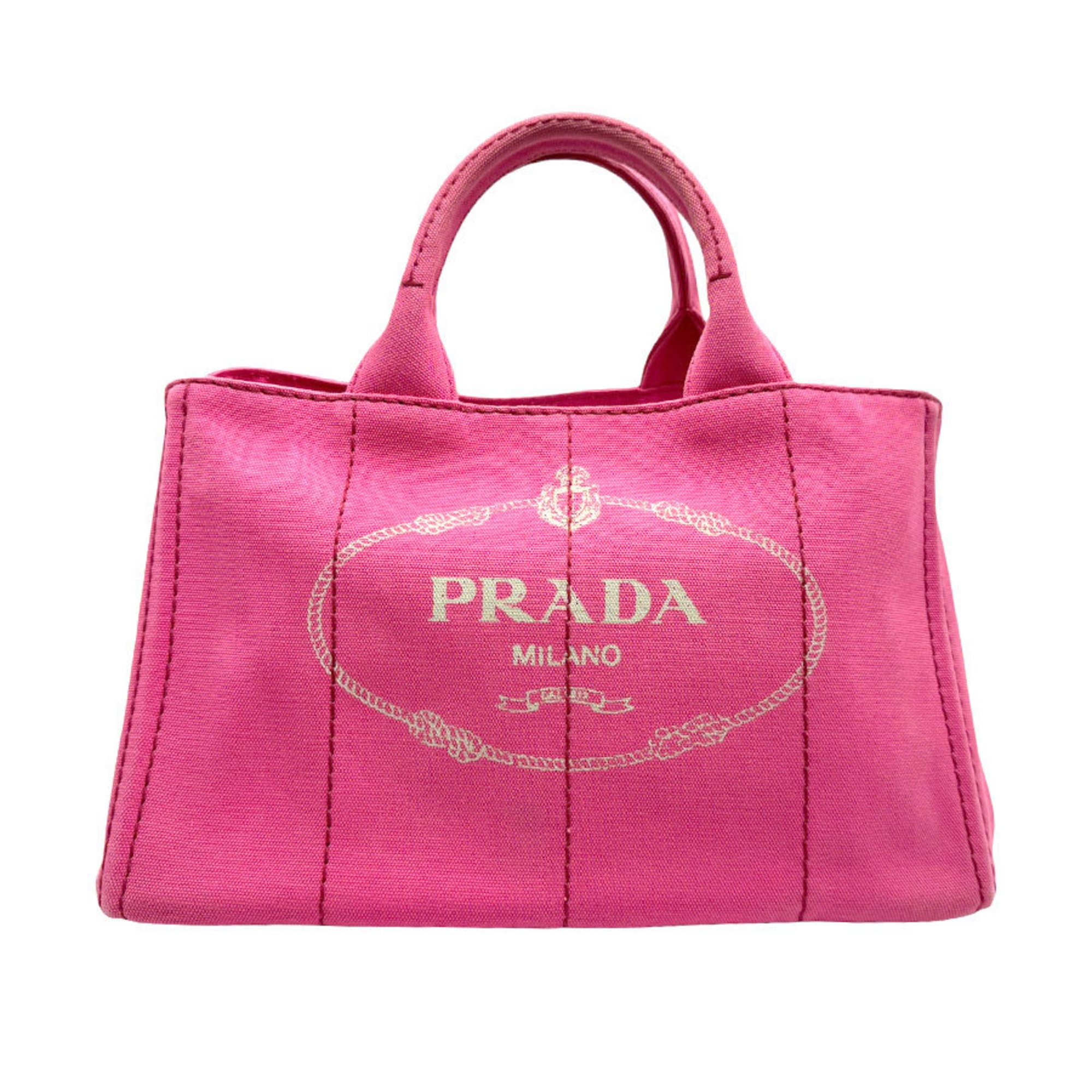 PRADA Handbag Shoulder Bag Canapa Canvas Pink Women's z1498