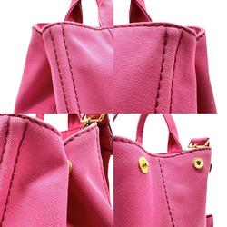 PRADA Handbag Shoulder Bag Canapa Canvas Pink Women's z1498
