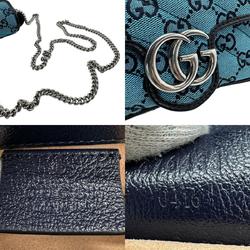 GUCCI Shoulder Bag GG Marmont Canvas Metal Blue Silver Women's 176433 z1418