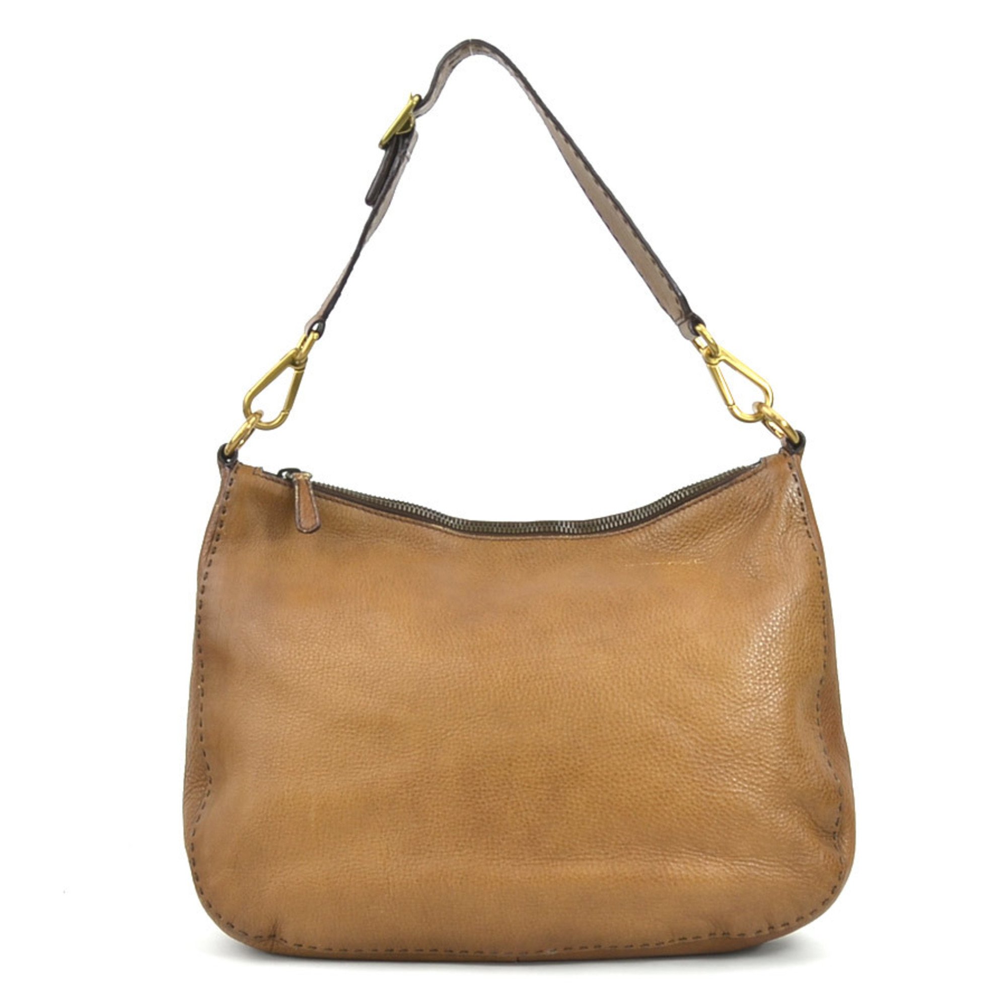 PRADA shoulder bag leather brown gold women's e58765a