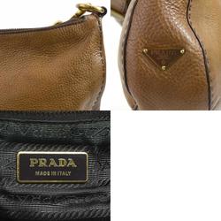PRADA shoulder bag leather brown gold women's e58765a