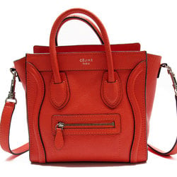 CELINE Handbag Shoulder Bag Luggage Nano Shopper Leather Orange Women's w0512i