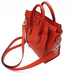 CELINE Handbag Shoulder Bag Luggage Nano Shopper Leather Orange Women's w0512i