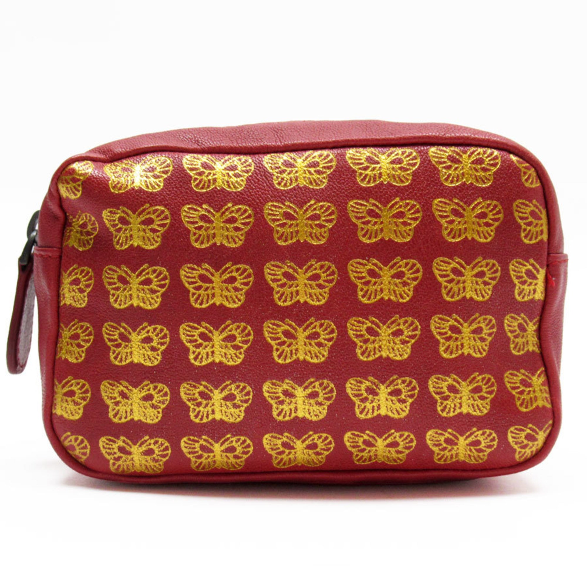 PRADA Pouch Multi-Case Butterfly Leather Dark Red Gold Women's w0519a