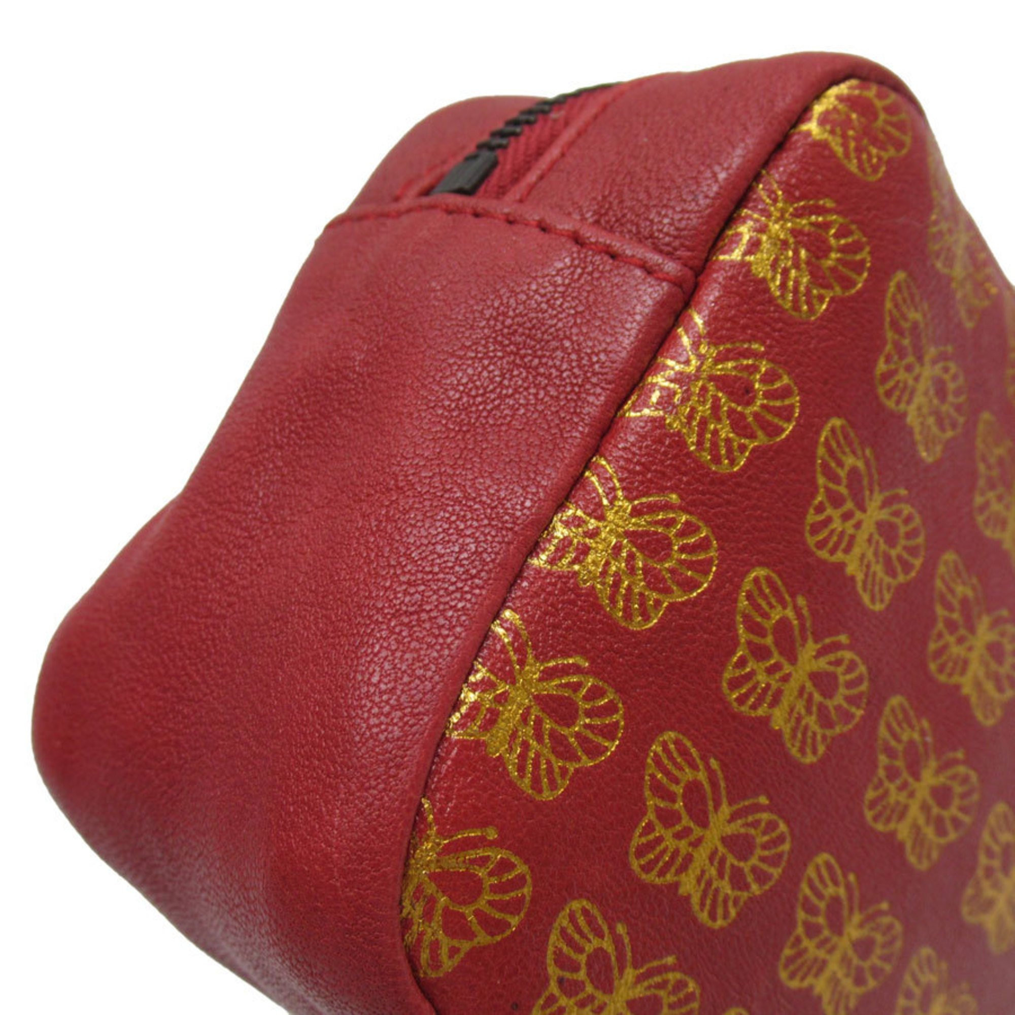 PRADA Pouch Multi-Case Butterfly Leather Dark Red Gold Women's w0519a