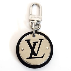 LOUIS VUITTON Keychain LV Circle M00741 Keyring Bag Charm Silver Black Metal Leather Men's Vuitton