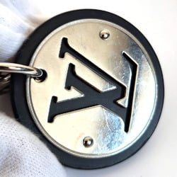 LOUIS VUITTON Keychain LV Circle M00741 Keyring Bag Charm Silver Black Metal Leather Men's Vuitton