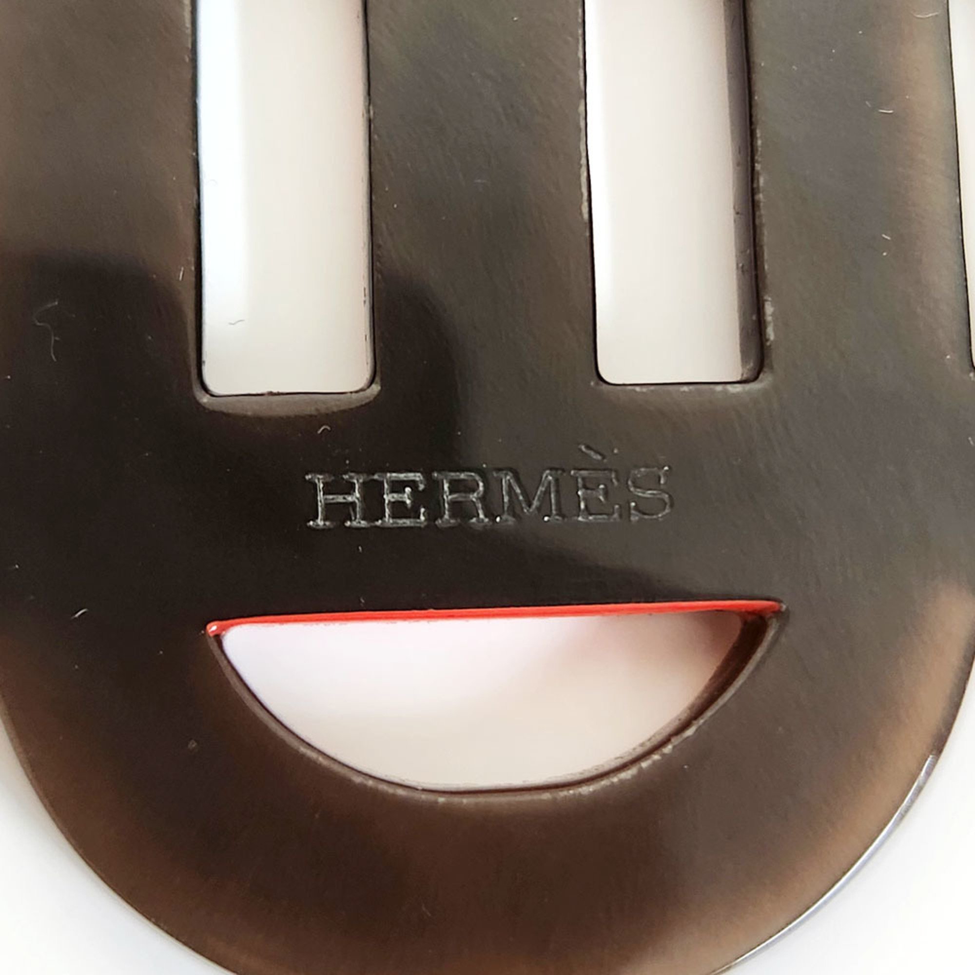 Hermes HERMES Isatis Buffalo Horn Pendant Red Dark Brown Women's