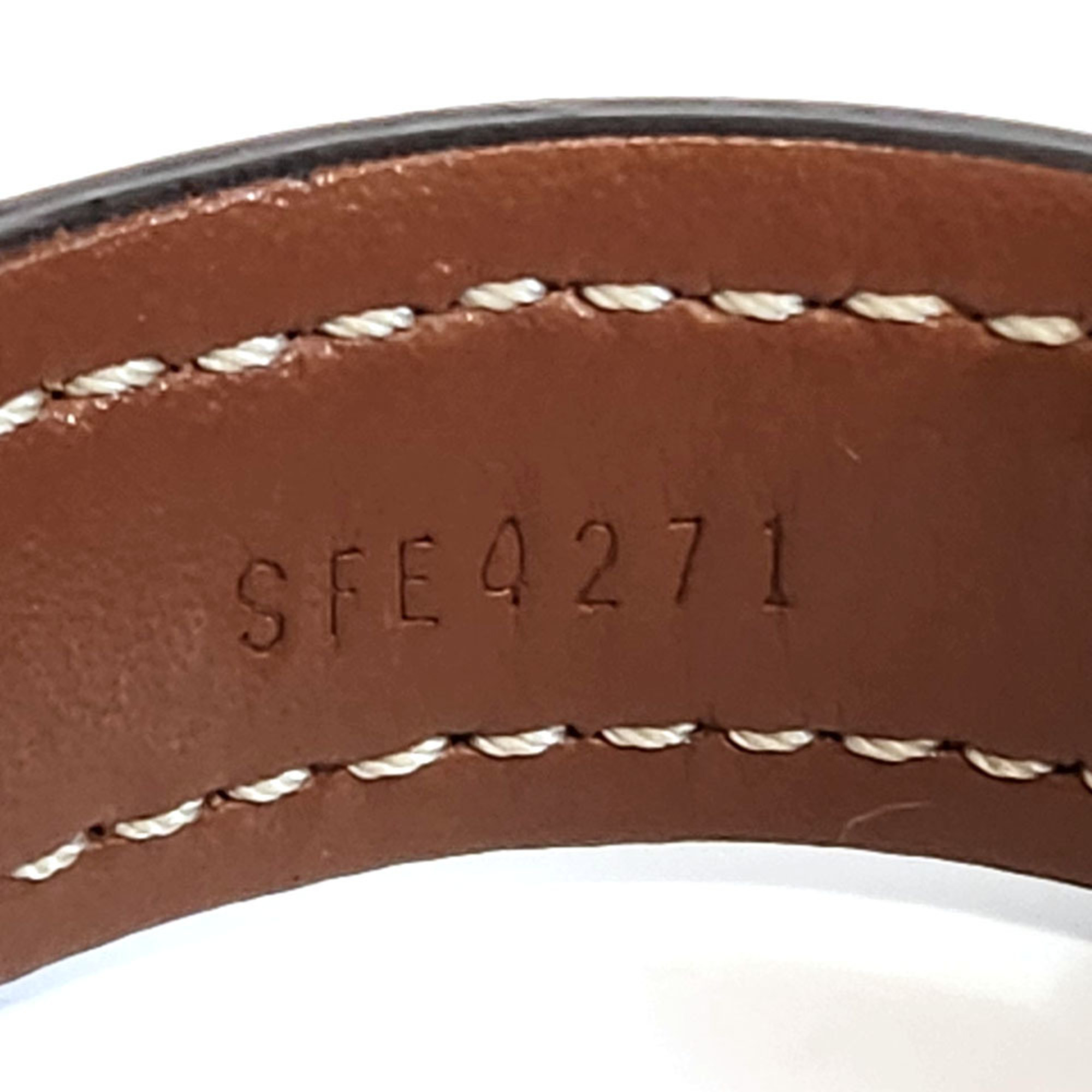 CELINE Triomphe Bracelet - Dark Brown Canvas Leather Women's Bangle