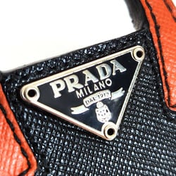 PRADA Keychain Bag Motif - Black Orange Saffiano Leather Charm Keyring for Women