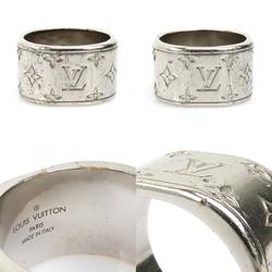Louis Vuitton LOUIS VUITTON Ring Berg Aneau Monogram Metal Silver Men's M62594 a0362