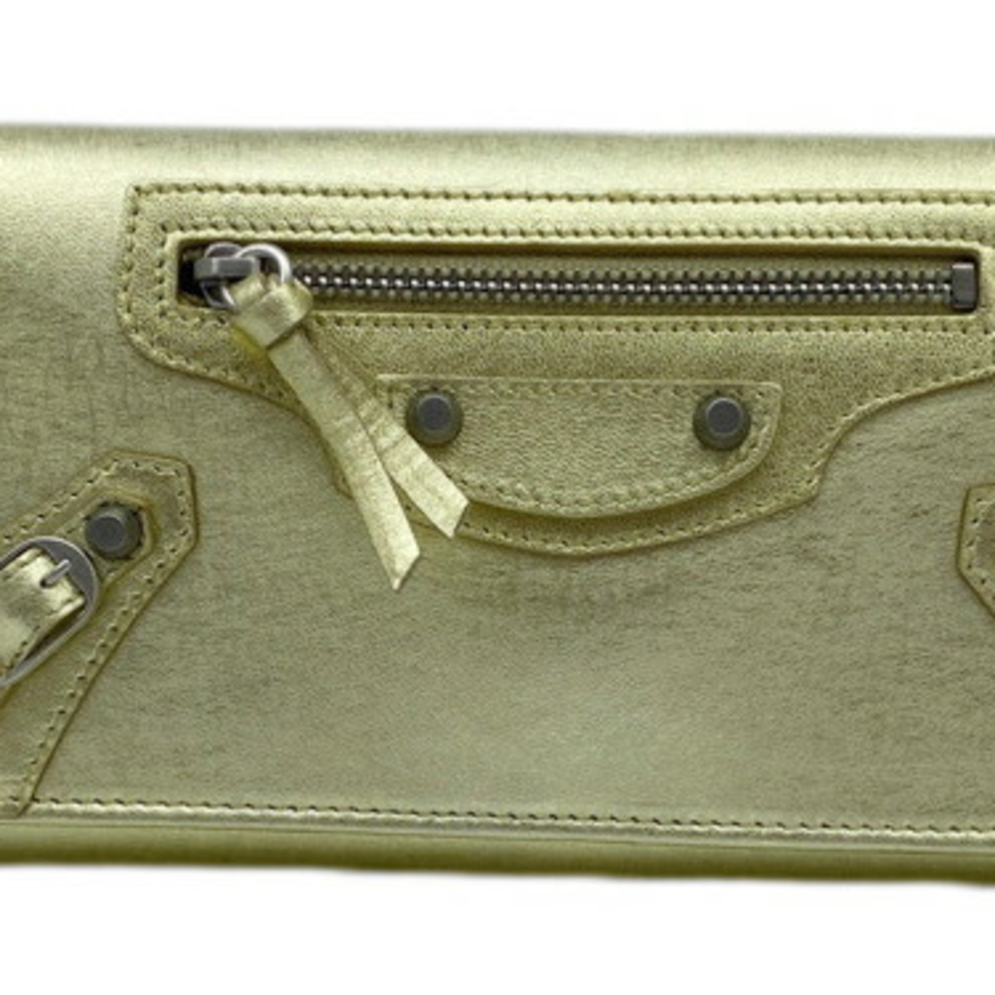 BALENCIAGA Classic Continental Long Wallet 253038 Gold Leather Snap Button Women's