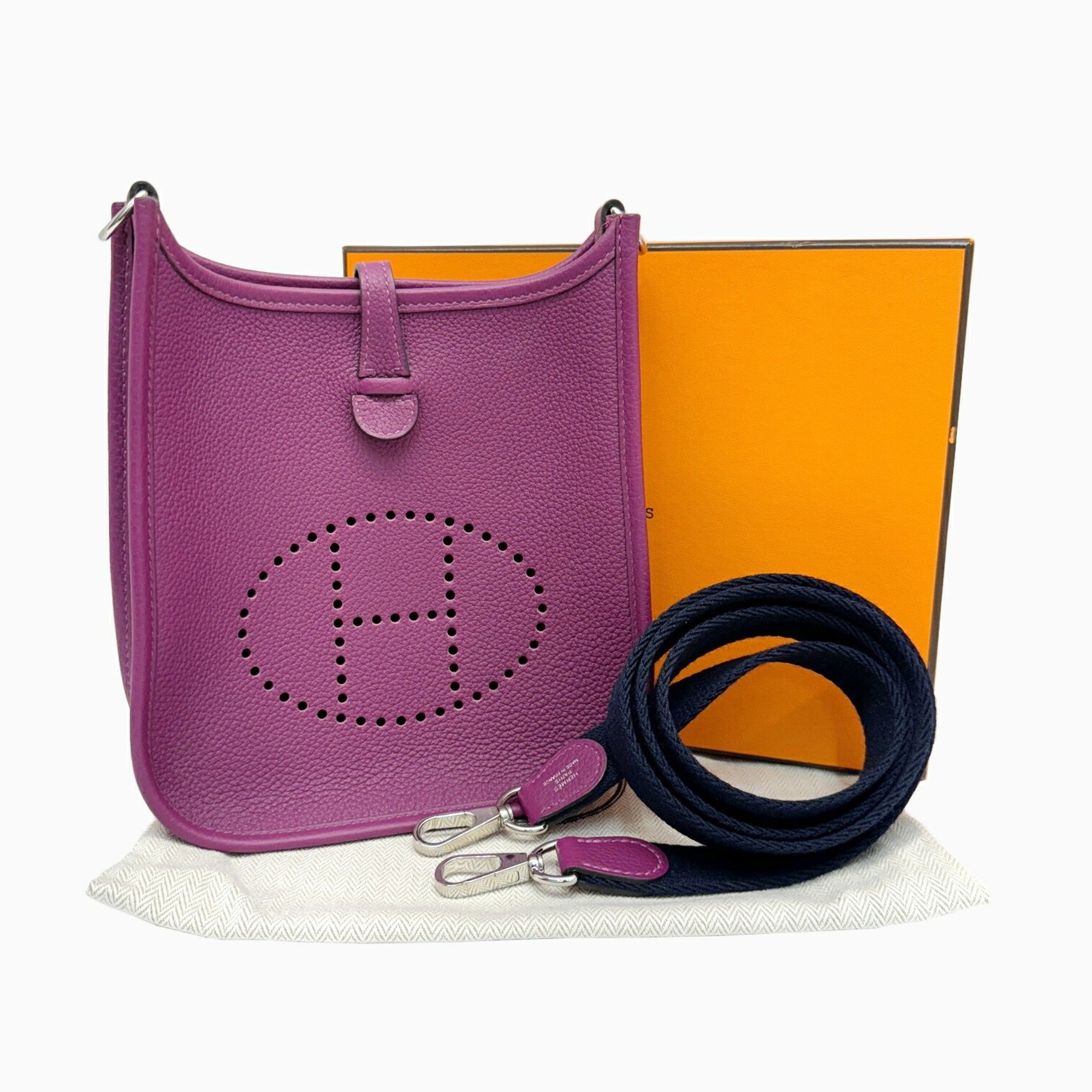 HERMES Evelyn TPM Taurillon Clemence Anemone D stamp 2019 Purple Women's