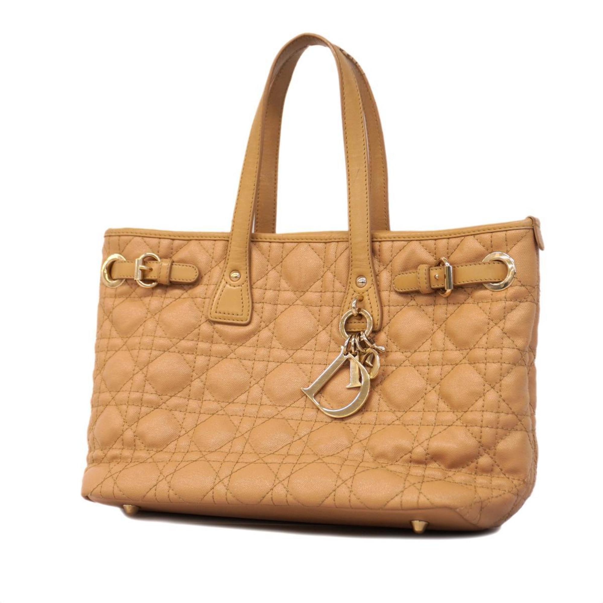 Christian Dior Tote Bag Cannage Beige Champagne Women's