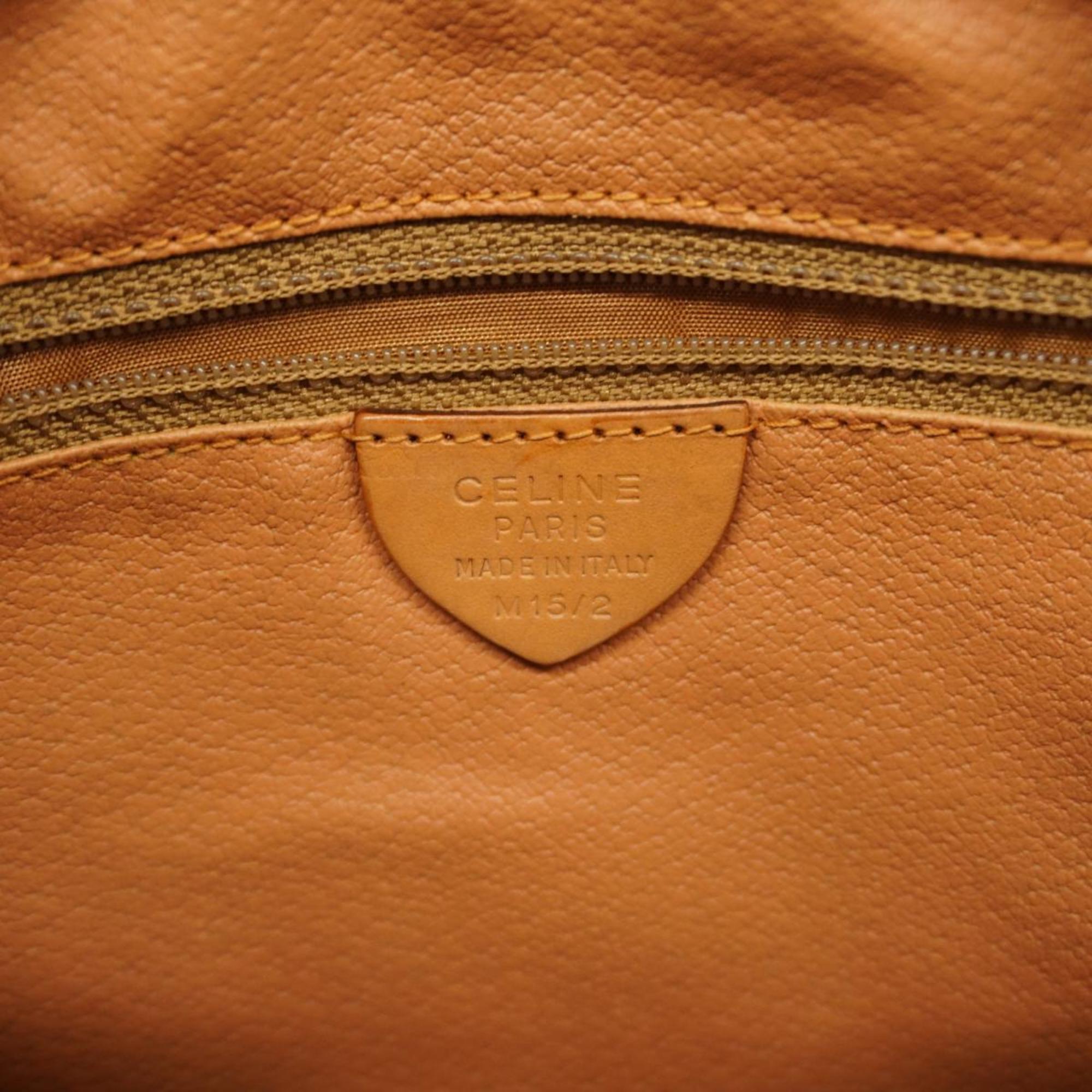 Celine Shoulder Bag Macadam Leather Brown Women's