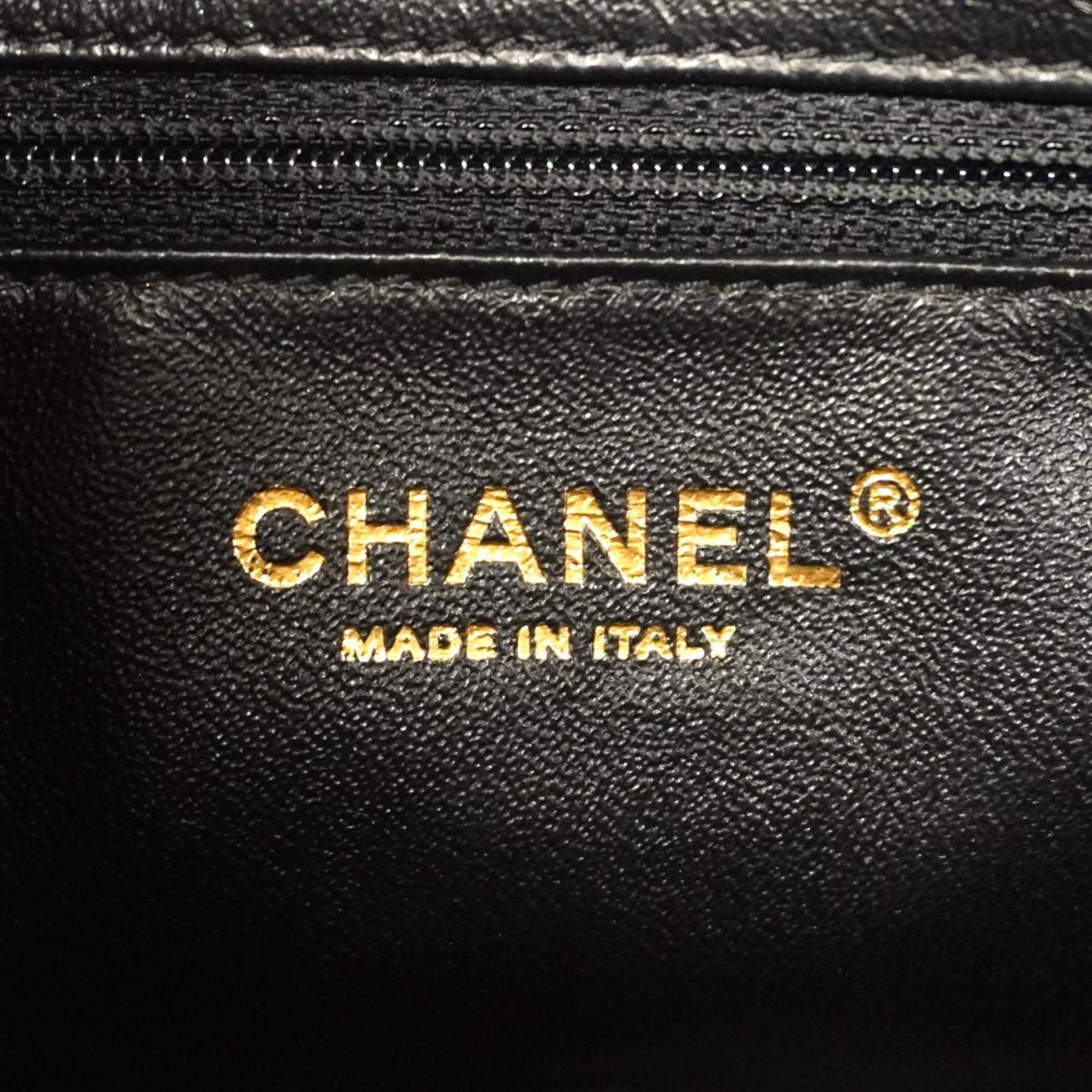 Chanel handbag, Matelasse, chain shoulder, caviar skin, black, champagne, ladies