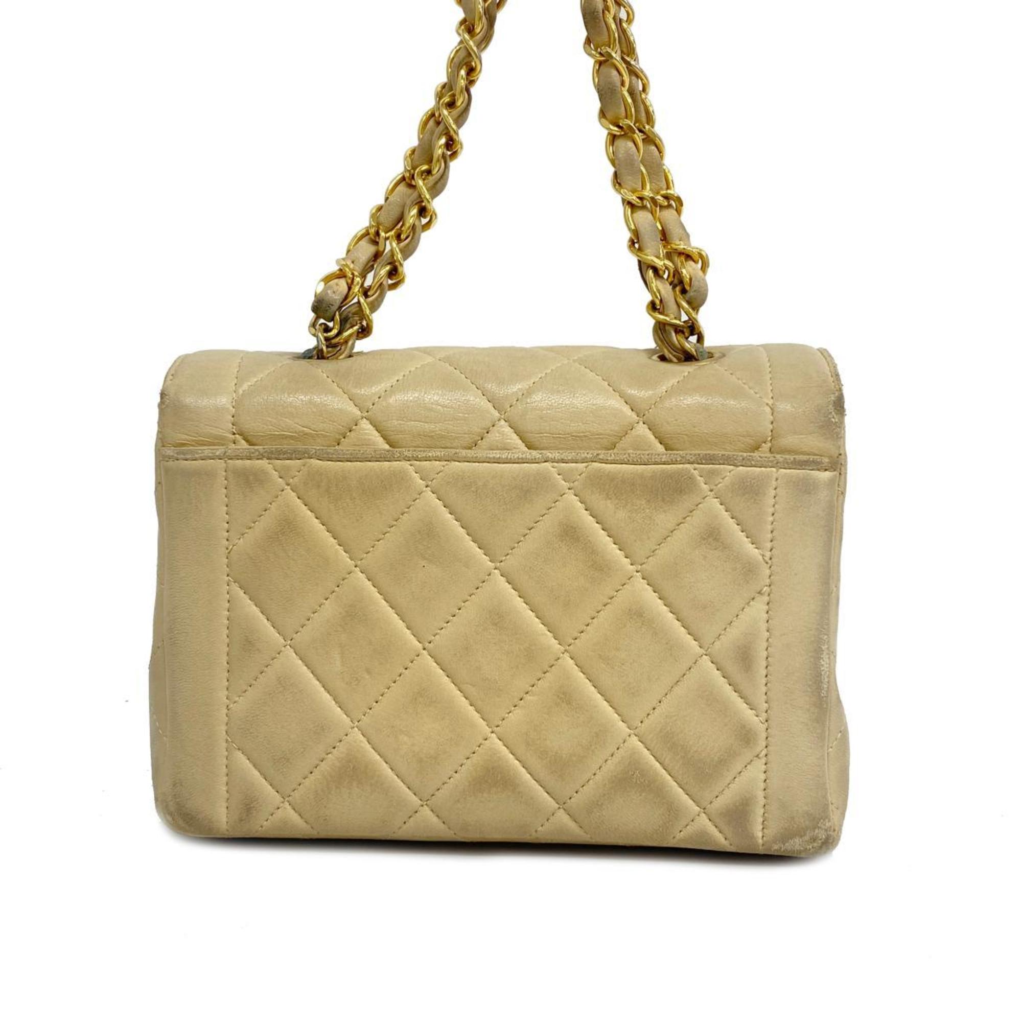 Chanel handbag, matelassé, lambskin, beige, women's
