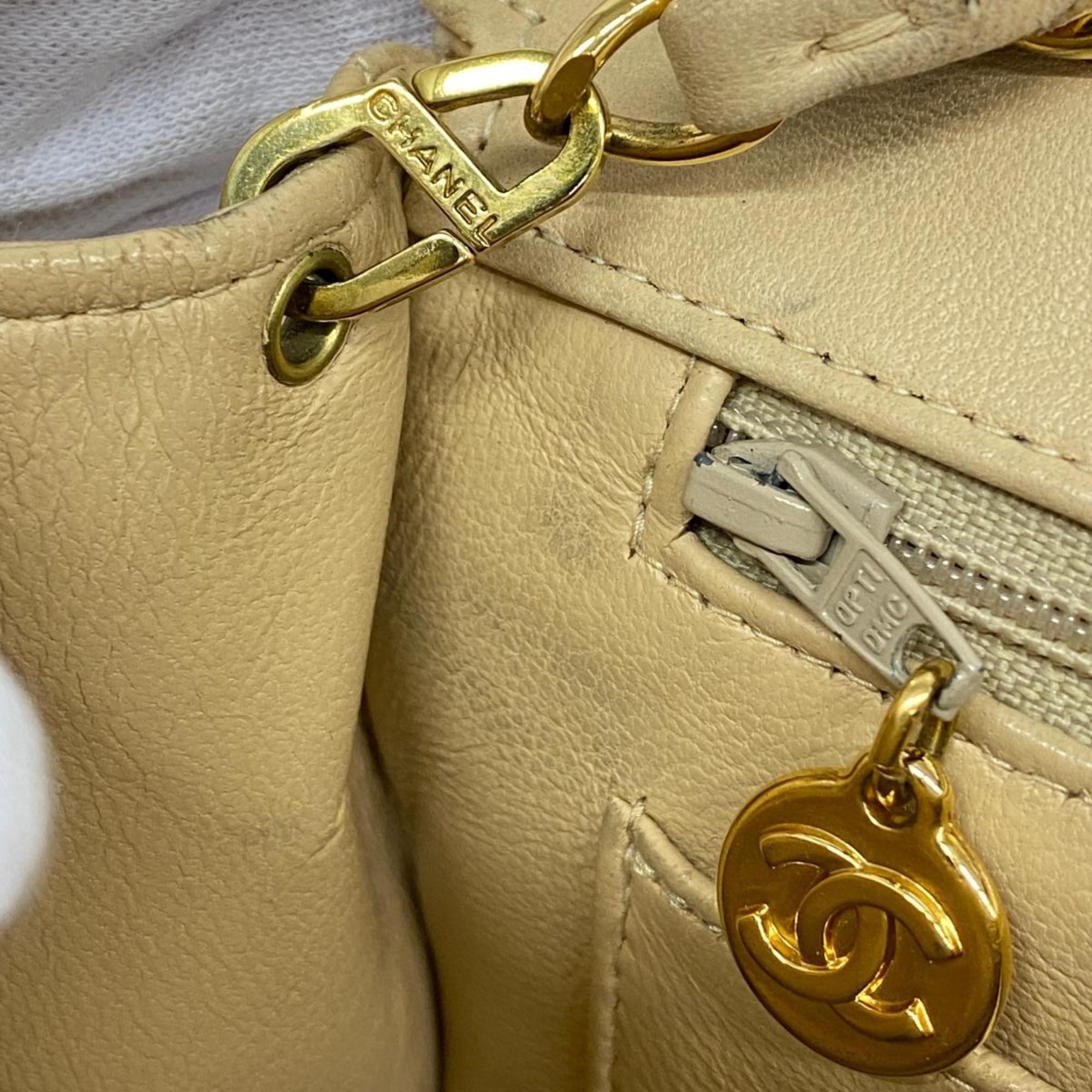 Chanel handbag, matelassé, lambskin, beige, women's