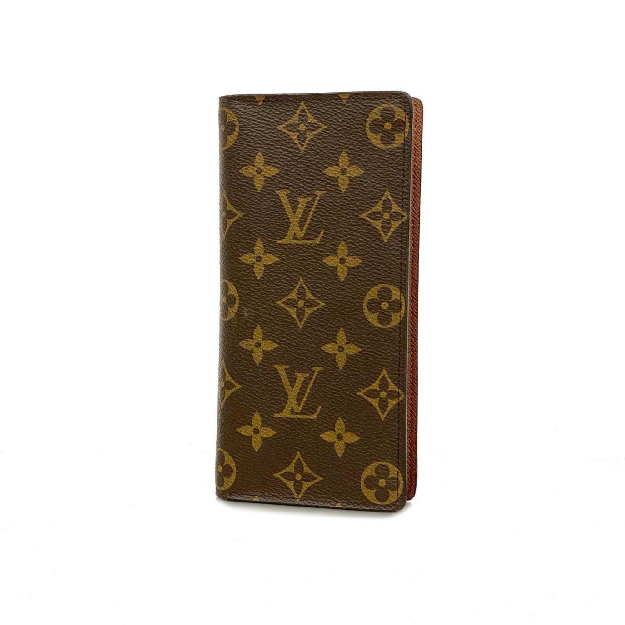Louis Vuitton Long Wallet Monogram Portefeuille Brazza M66540 Brown Men's