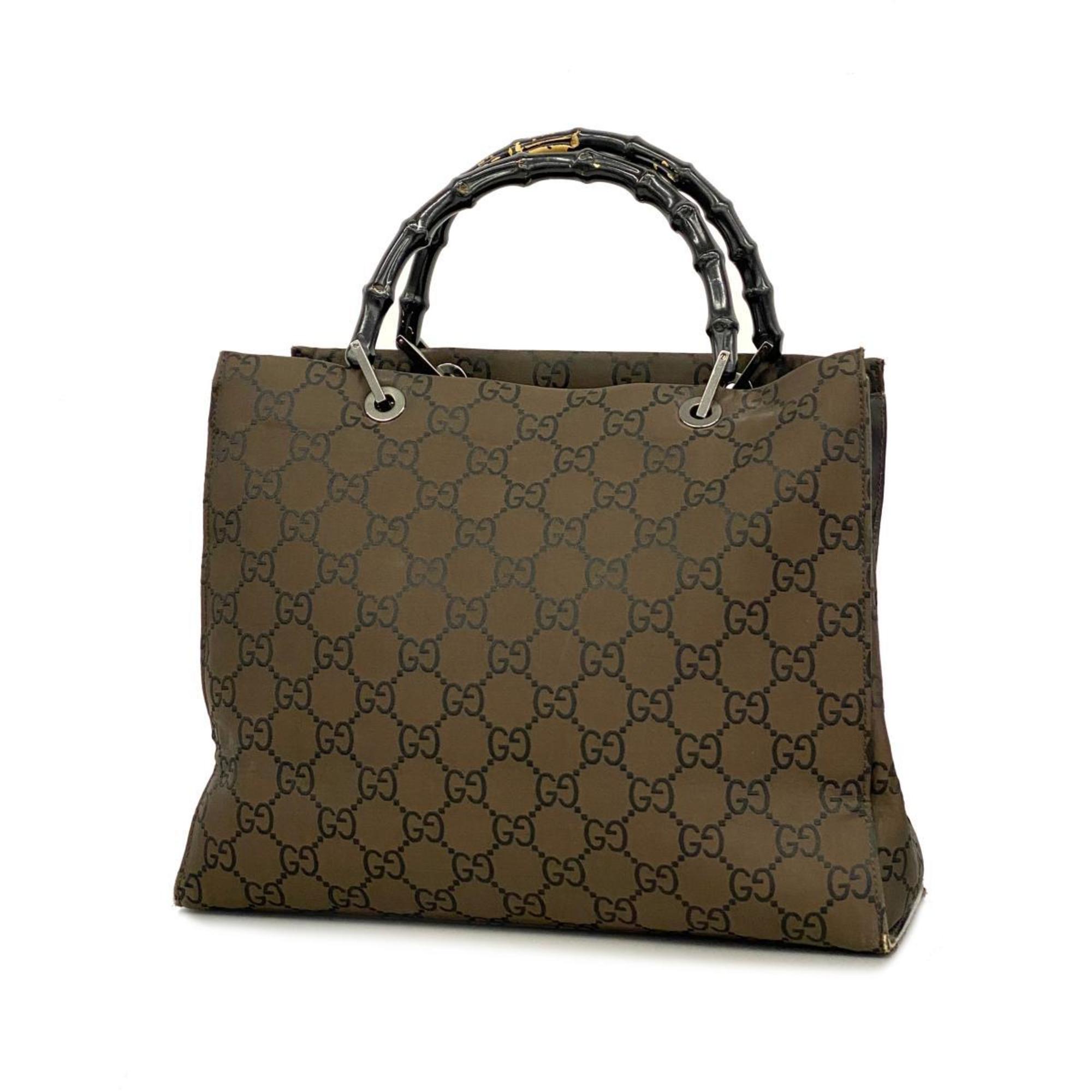 Gucci Handbag Bamboo GG Nylon 002 1010 Brown Black Women's