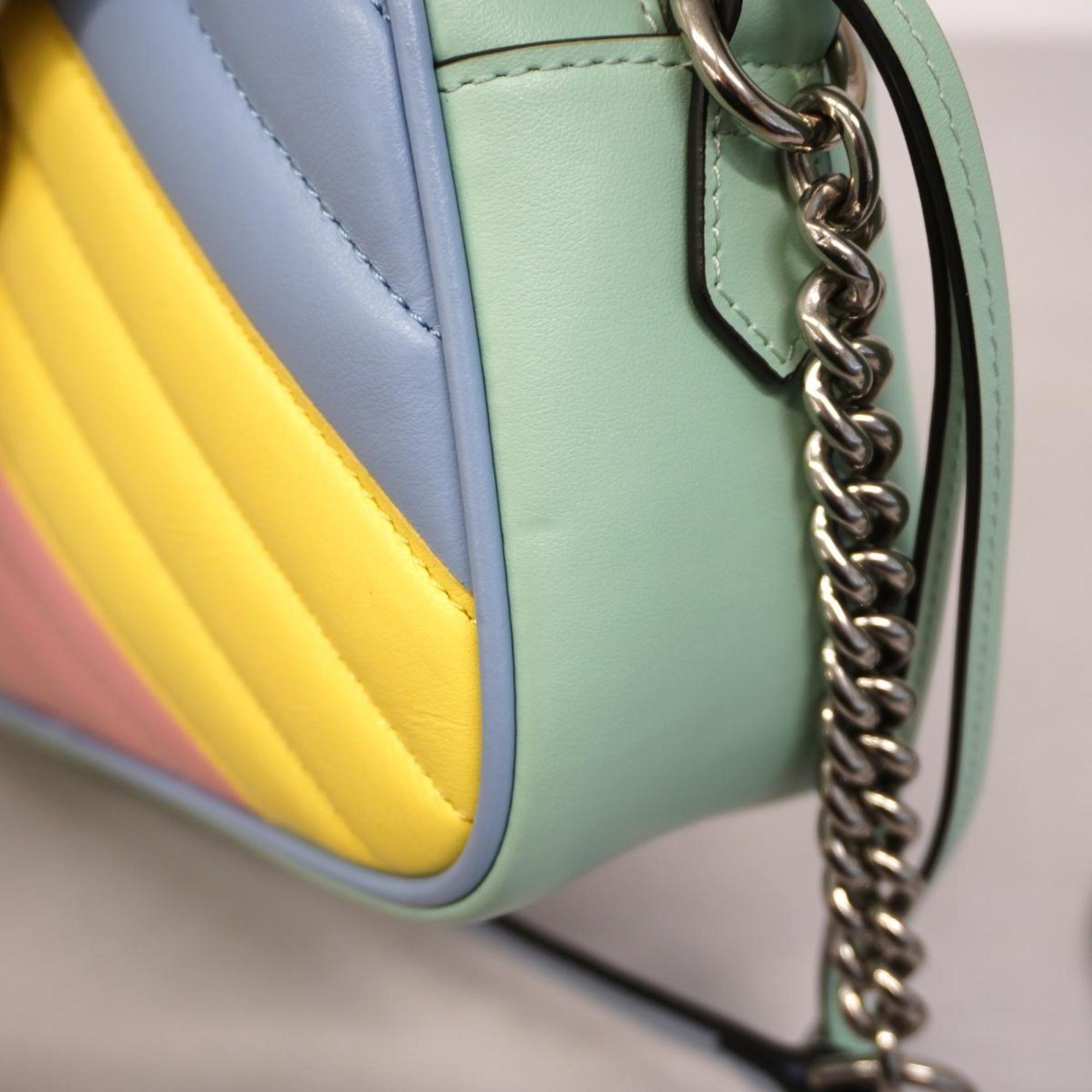 Gucci Shoulder Bag GG Marmont 447632 Leather Multicolor Women's
