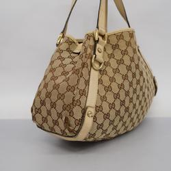 Gucci Tote Bag GG Canvas Abby 130736 Leather Brown Women's