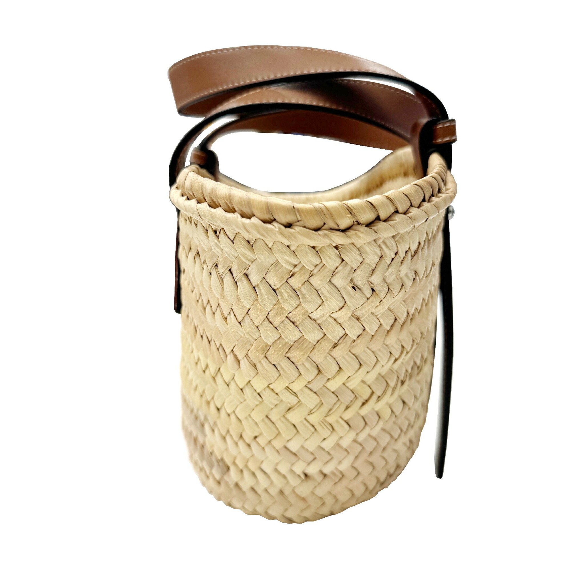 LOEWE Basket Bag Small 327.02.S93 Palm Leaf Calf Straw Leather Tan Women's