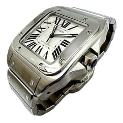 Cartier Santos 100LM SS White Dial W200737G Automatic AT Stainless Steel Silver Waterproof Wristwatch Mechanical Watch Men's