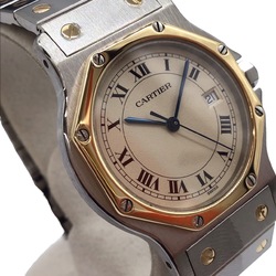 Cartier Santos Octagon LM W2001583 K18YG SS Watch Wristwatch Roman Index Date Change Combi Quartz Men's Women's