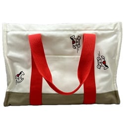 HERMES Adada Mother's Bag Tote Handbag Horse Canvas Cotton Eco Shopping Mother Women Men