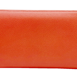 HERMES Azap Long Silk In Epson Rose Jaipur □Q Engraved (2013) Wallet Round Leather Red Women's
