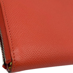 HERMES Azap Long Silk In Epson Rose Jaipur □Q Engraved (2013) Wallet Round Leather Red Women's