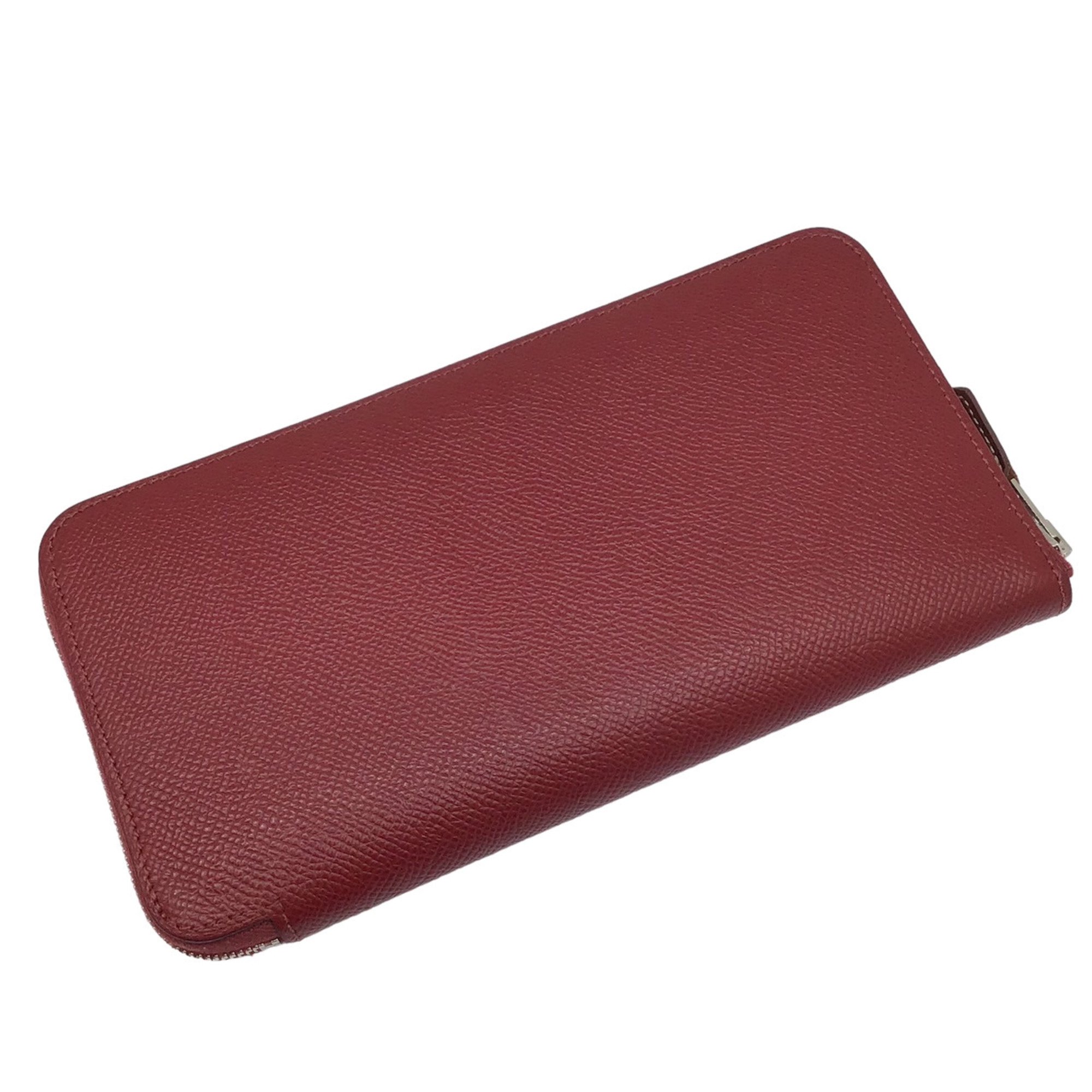 HERMES Azap Long Silk In Rouge Grenat Epson X Stamp 2016 Wallet Leather Accessory Women Men