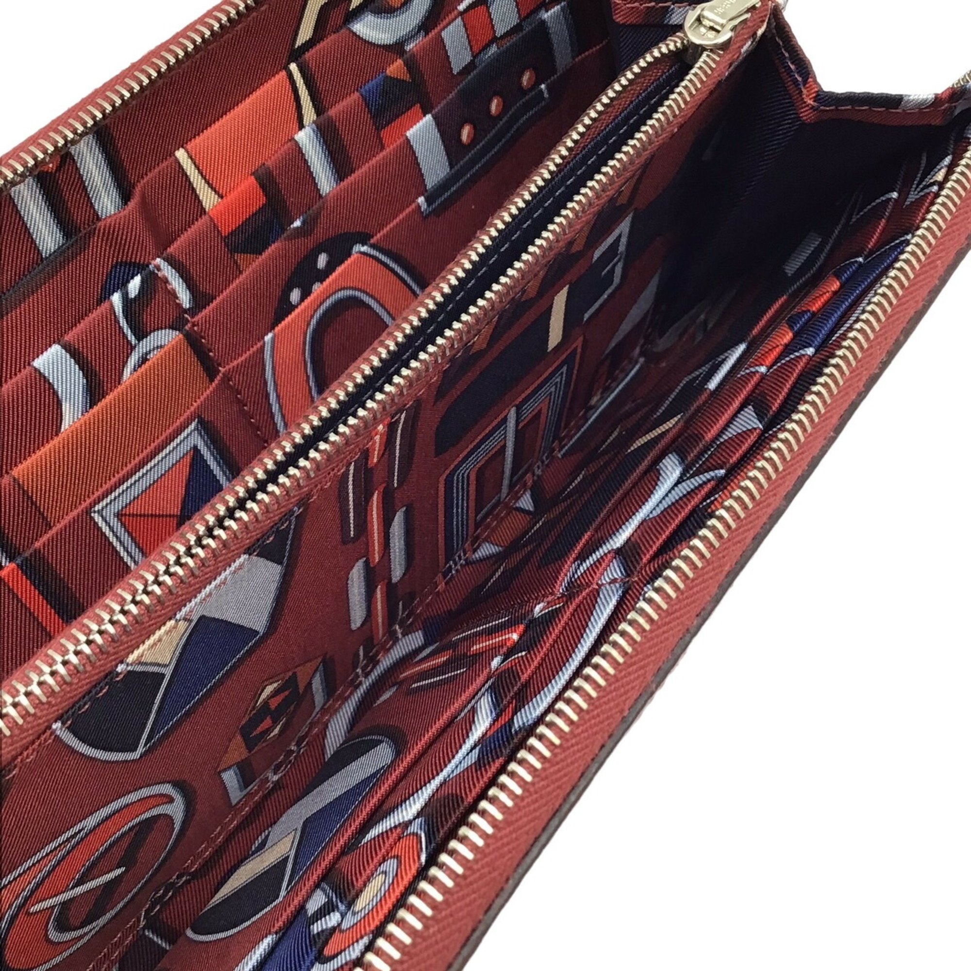 HERMES Azap Long Silk In Rouge Grenat Epson X Stamp 2016 Wallet Leather Accessory Women Men