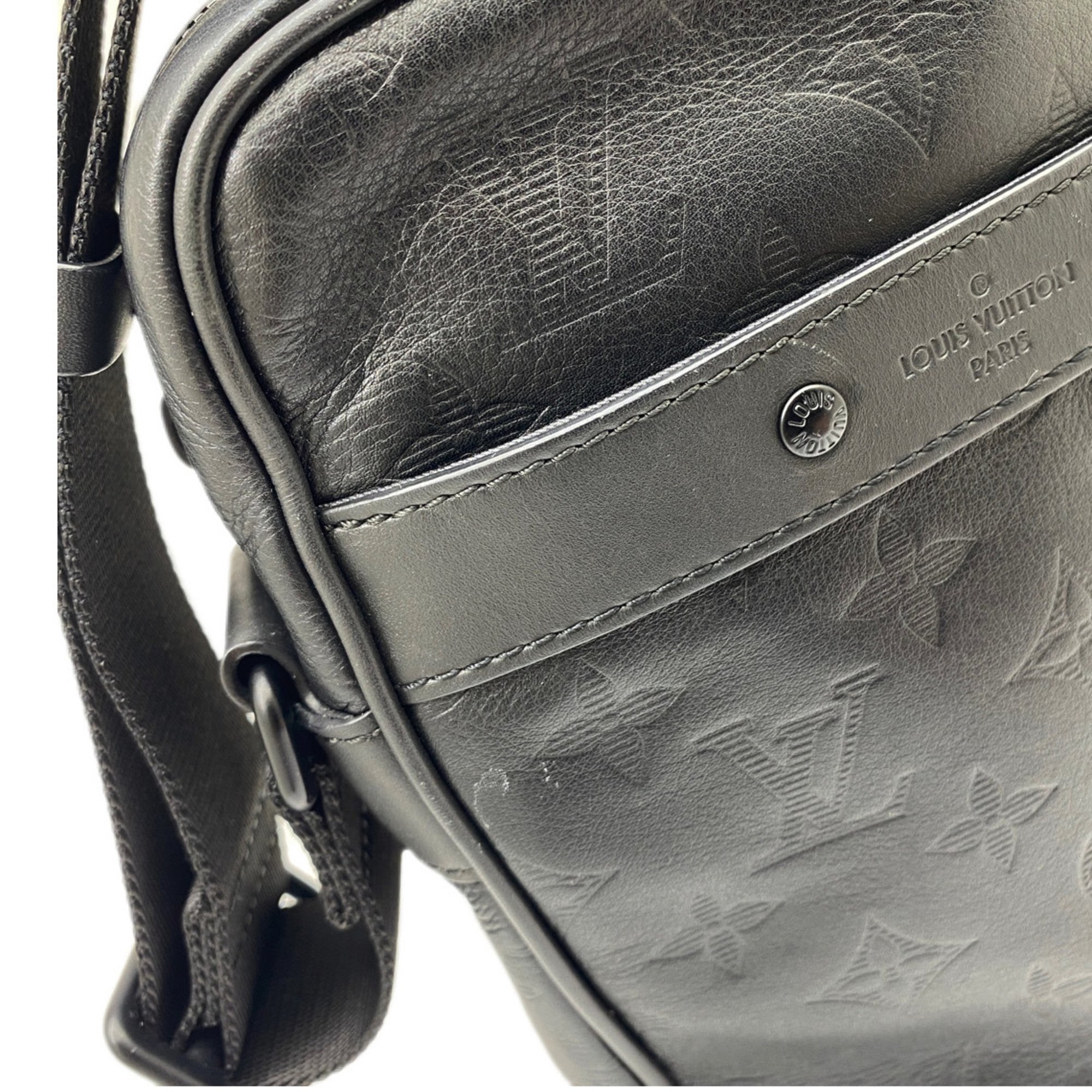 LOUIS VUITTON Louis Vuitton Danube PM Monogram Shadow Shoulder Bag Leather Black M43681 Men's