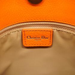 Christian Dior Tote Bag Trotter Nylon Canvas Leather Orange Brown Women's