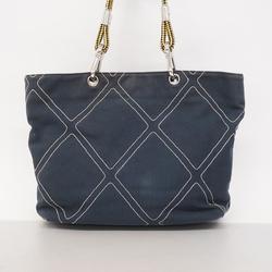 Chanel Tote Bag Canvas Navy Women's