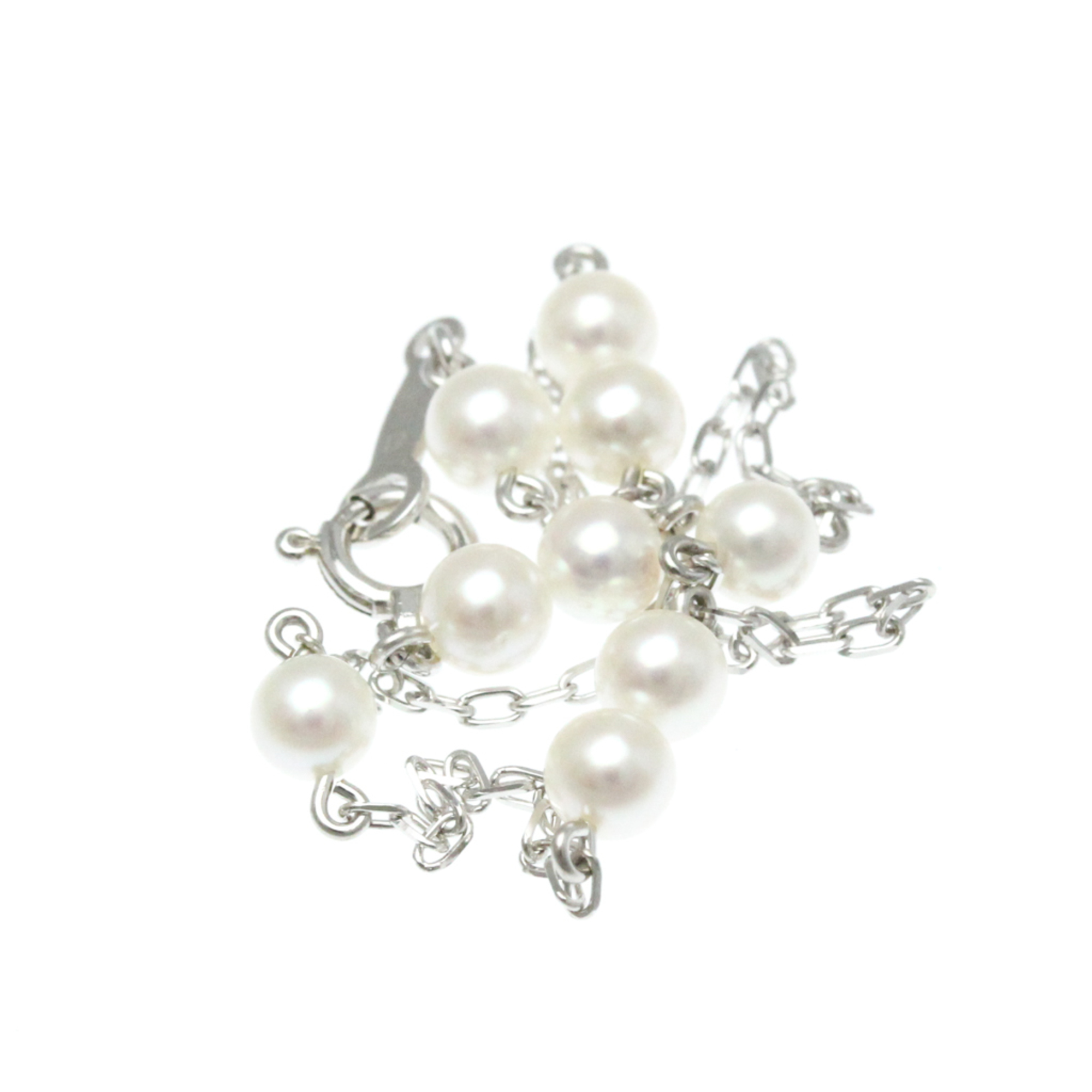 Mikimoto Pearl Station Bracelet White Gold (18K) Pearl Charm Bracelet Silver
