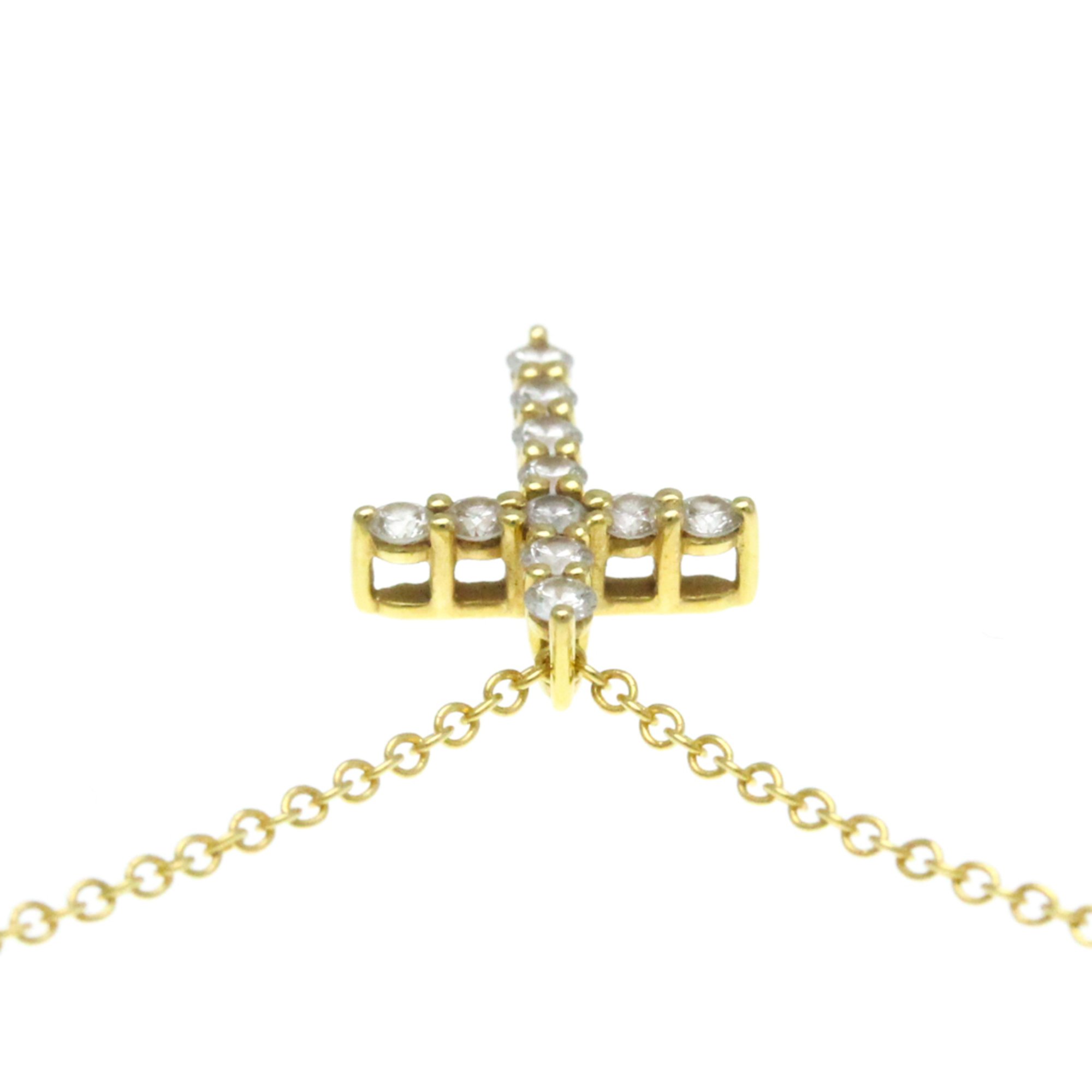 Tiffany Mini Cross Pendant Yellow Gold (18K) Diamond Men,Women Fashion Pendant Necklace (Gold)