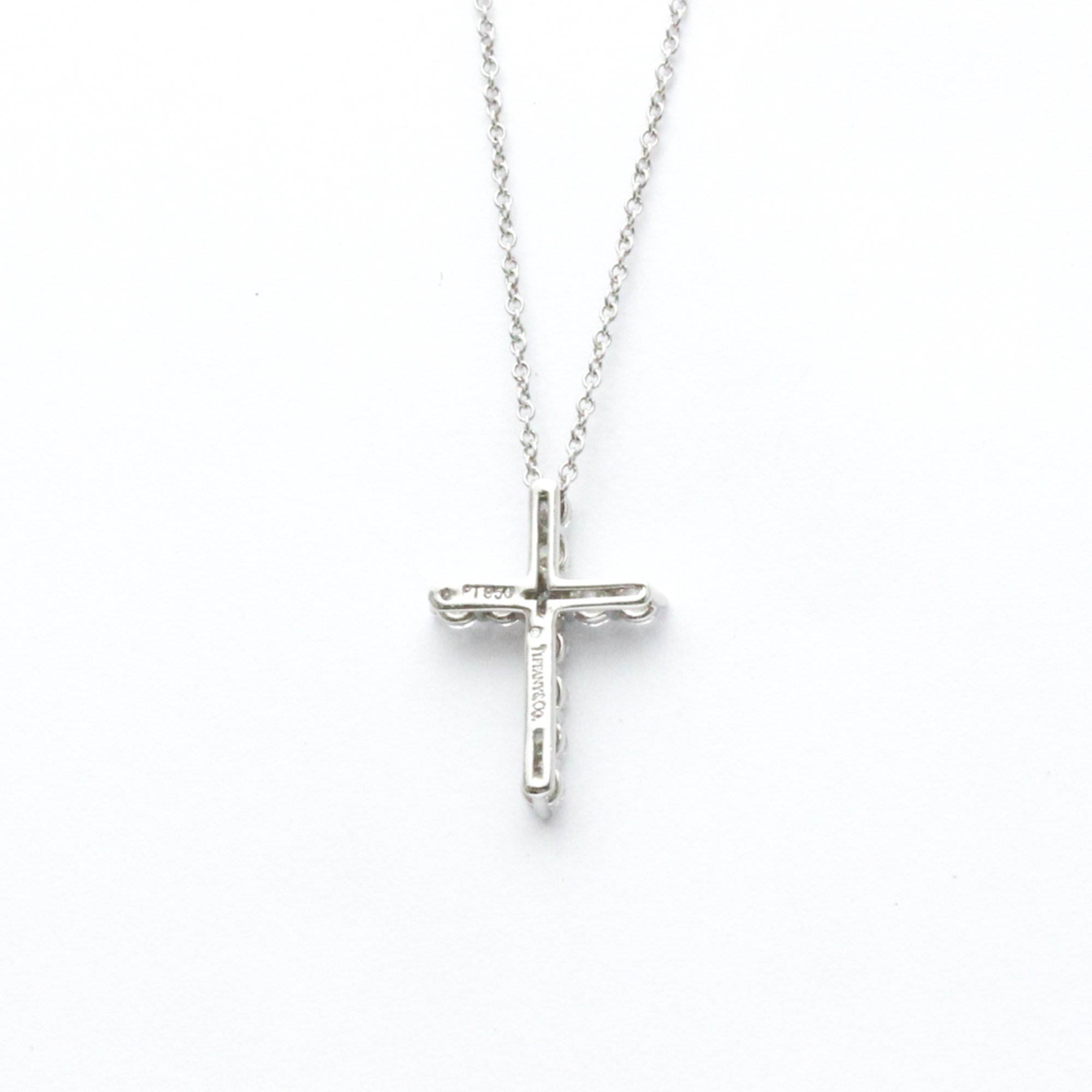 Tiffany Small Cross Necklace Platinum Diamond Men,Women Fashion Pendant Necklace (Silver)