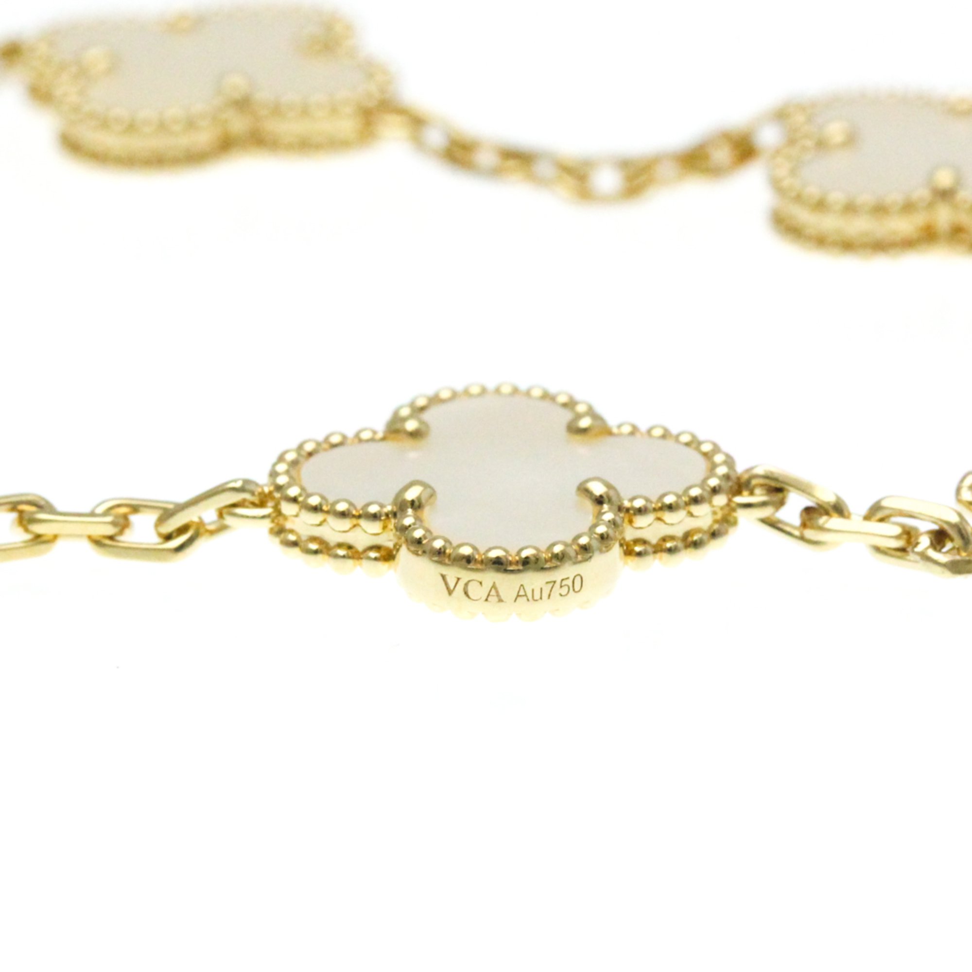 Van Cleef & Arpels Vintage Alhambra VCARF48400 Yellow Gold (18K) Mother Of Pearl Charm Bracelet Gold
