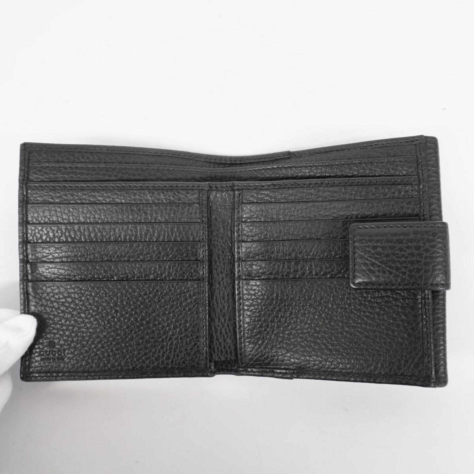 Gucci Wallet GG Marmont 456122 Leather Black Women's