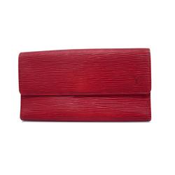 Louis Vuitton Tri-fold Long Wallet Epi Porte Tresor International M63387 Castilian Red Women's