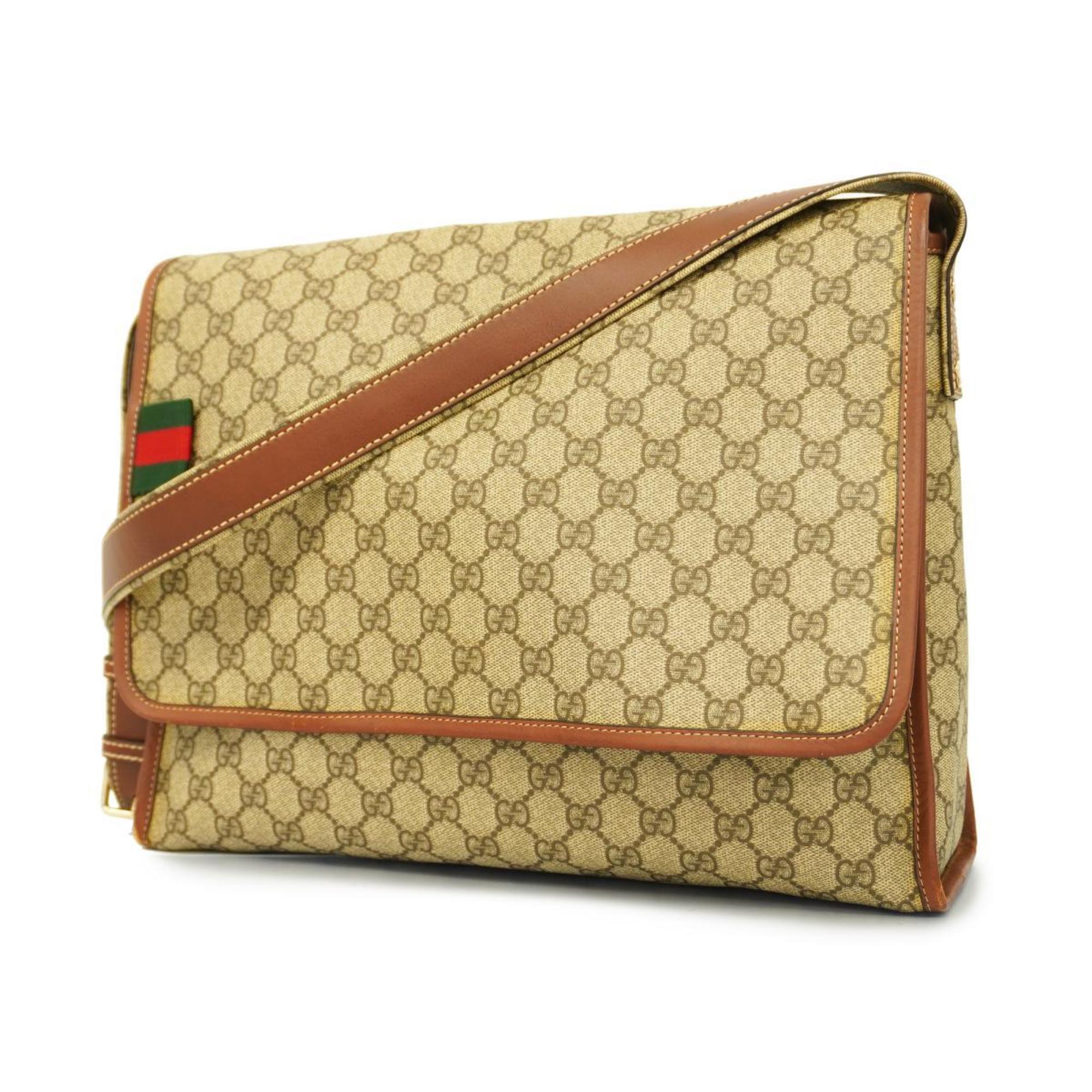 Gucci Shoulder Bag GG Supreme Sherry Line 246411 Brown Champagne Women's