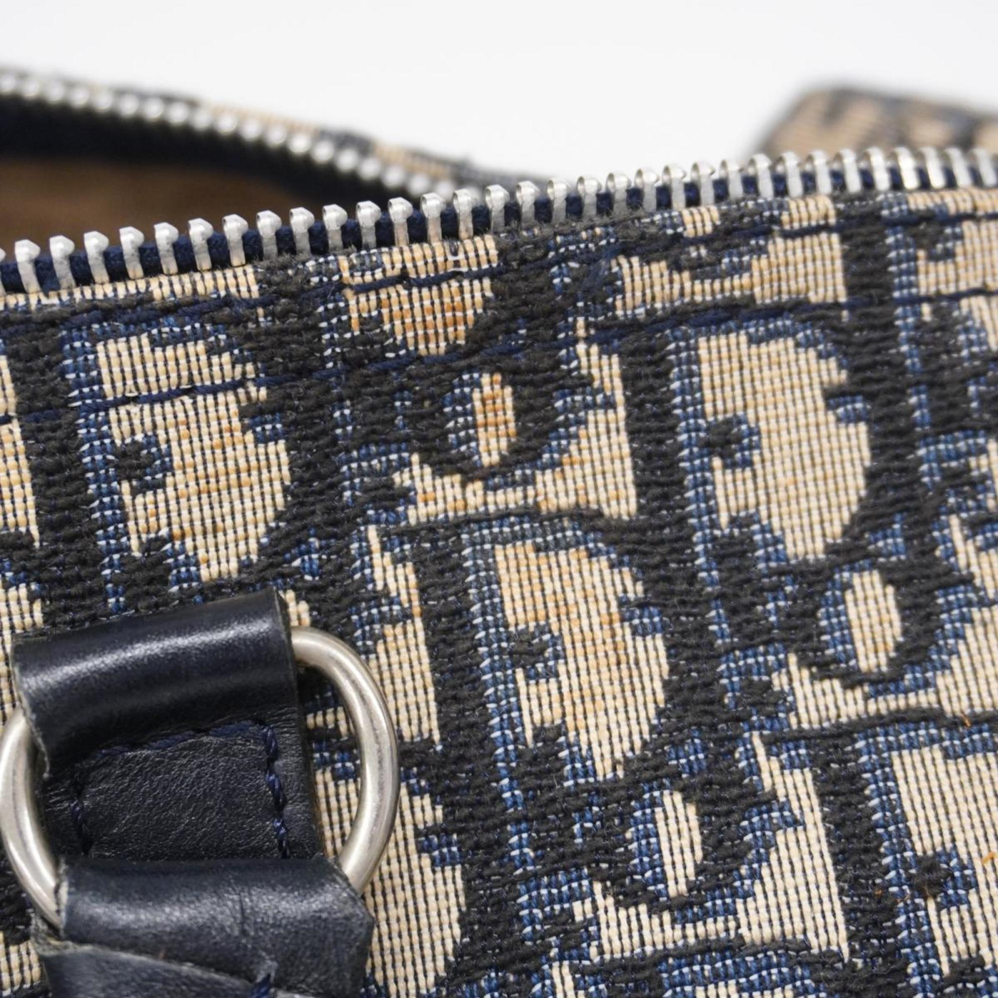 Christian Dior handbag Trotter canvas leather navy ladies