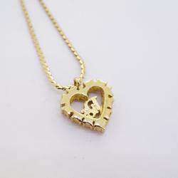 Christian Dior Necklace Heart Motif Rhinestone GP Plated Gold Women's