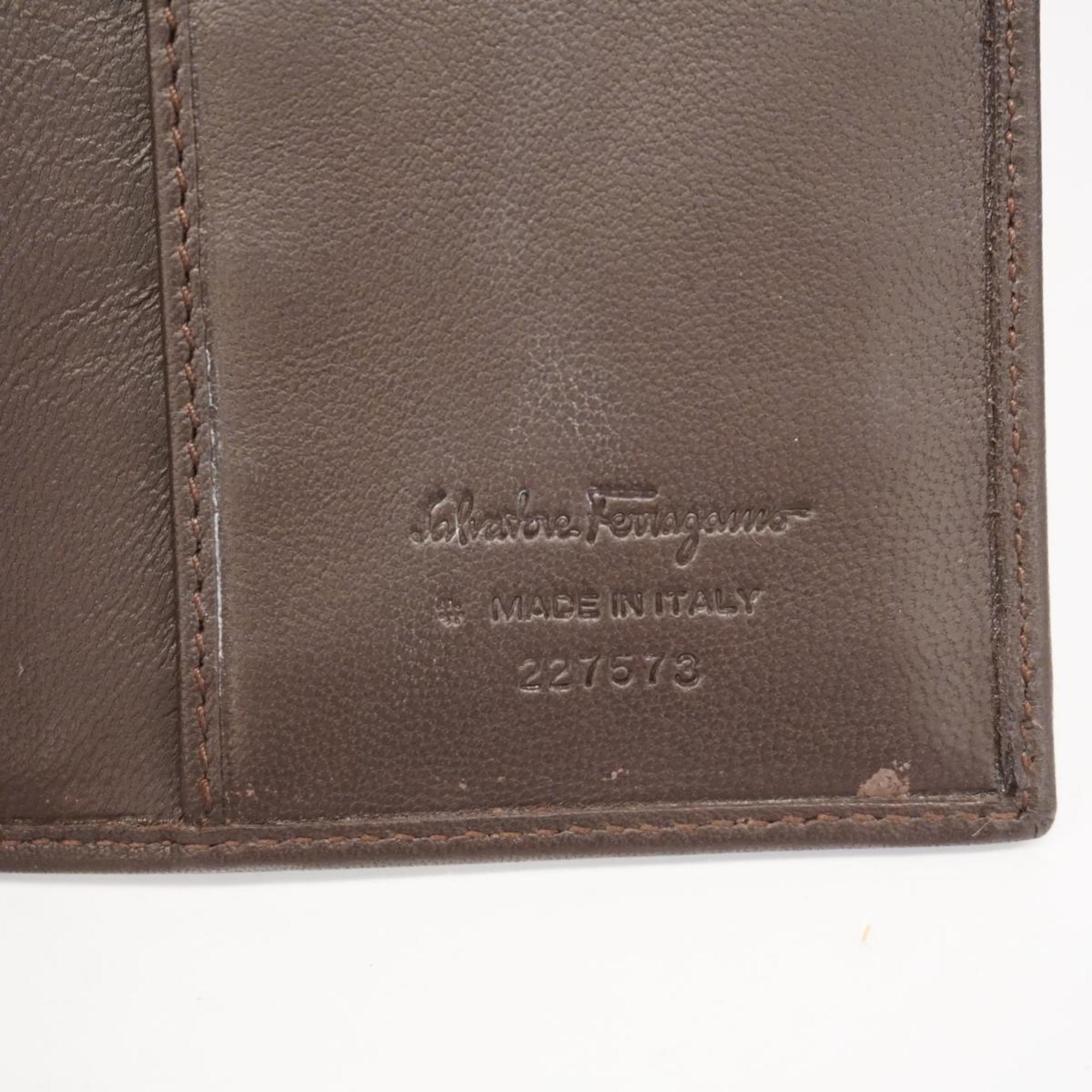Salvatore Ferragamo Long Wallet Gancini Leather Brown Women's