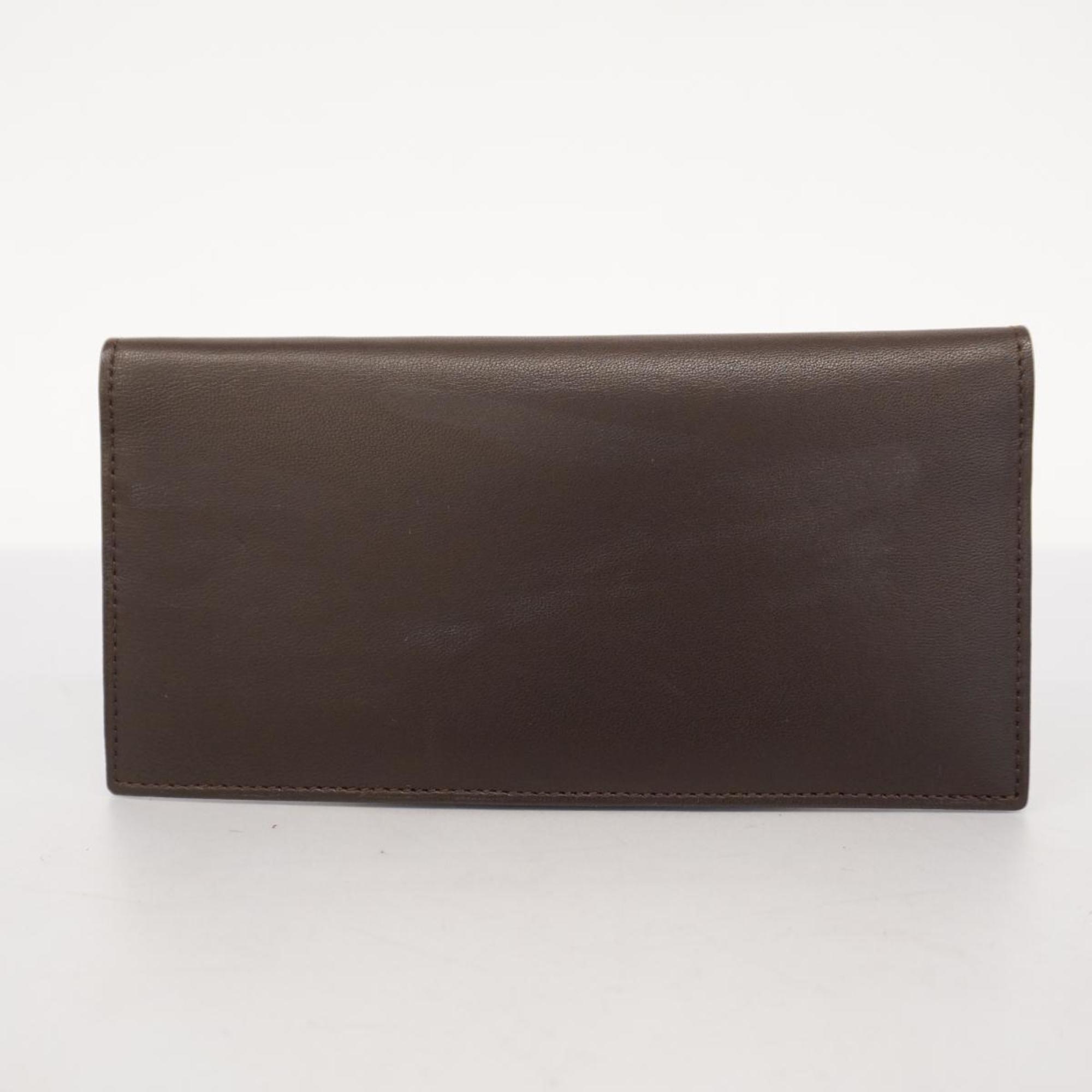 Salvatore Ferragamo Long Wallet Gancini Leather Brown Women's